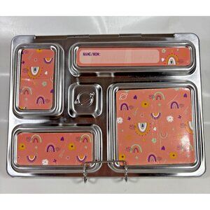 Planet Box Rover Lunchbox Stainless Steel 5 Compartment Pink Rainbow Magnet